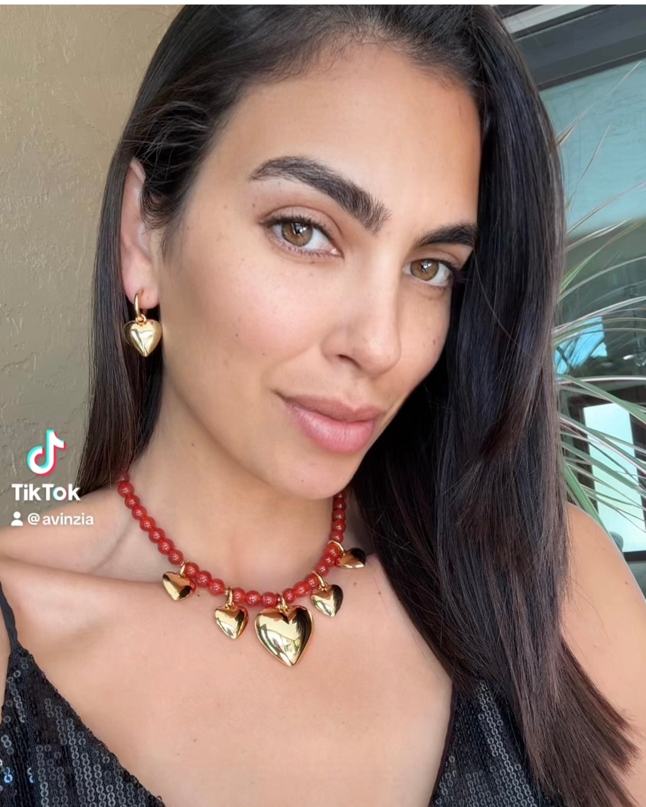 Red Jade Love Heart Necklace Set