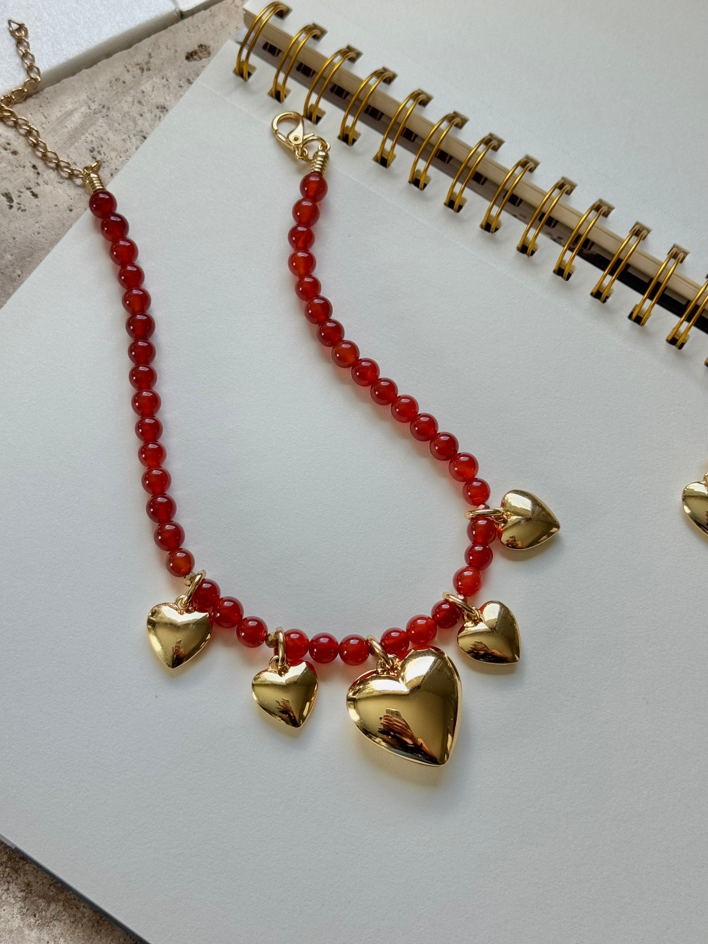 Red Jade Love Heart Necklace Set