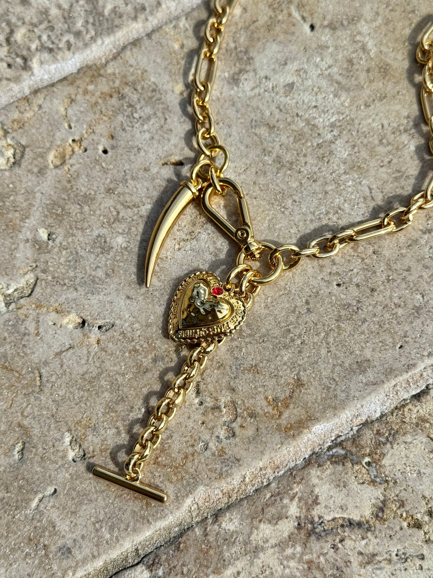 T Bar Heart Necklace Charm