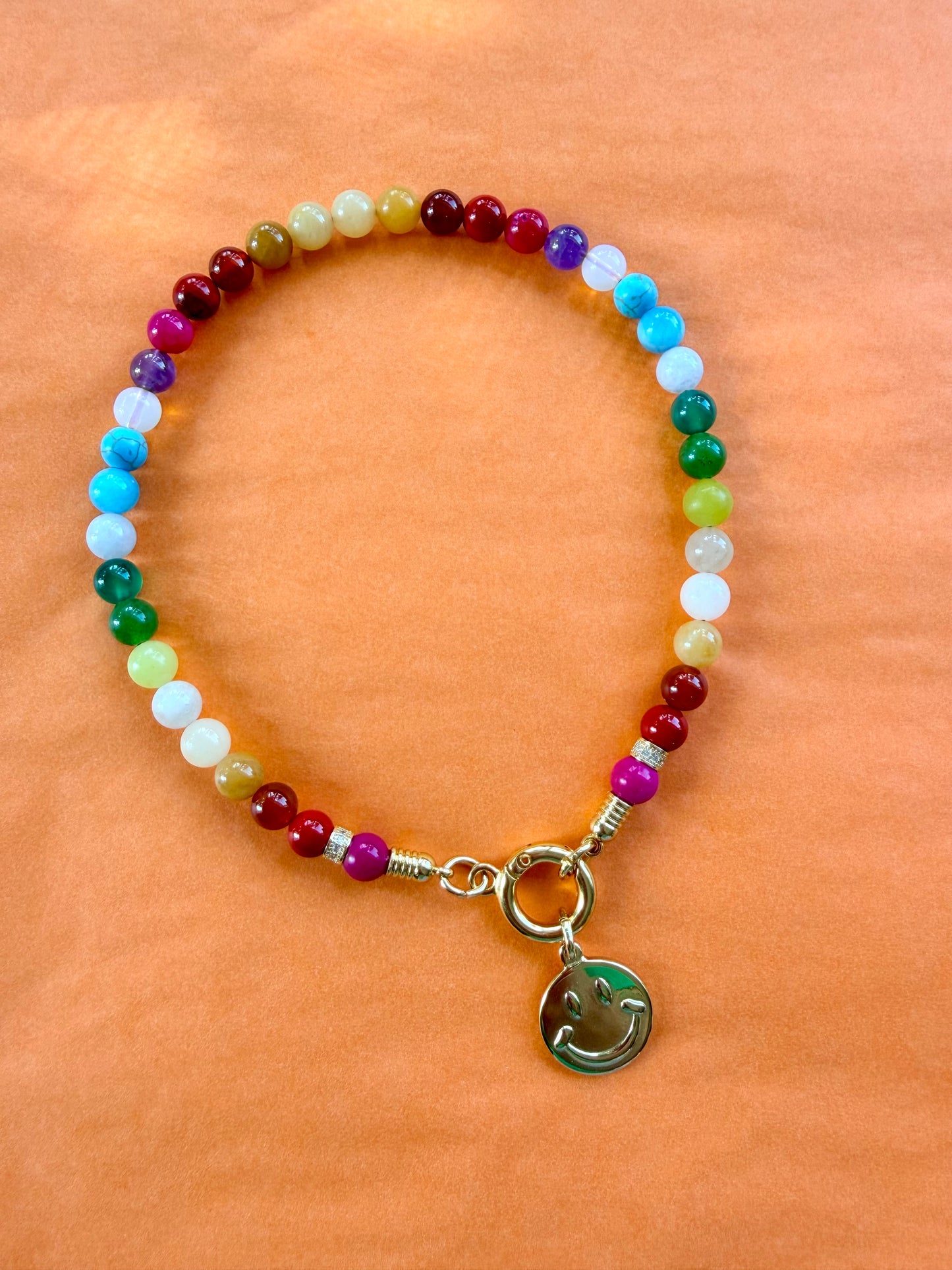 Smiley Rainbow Gemstone Necklace