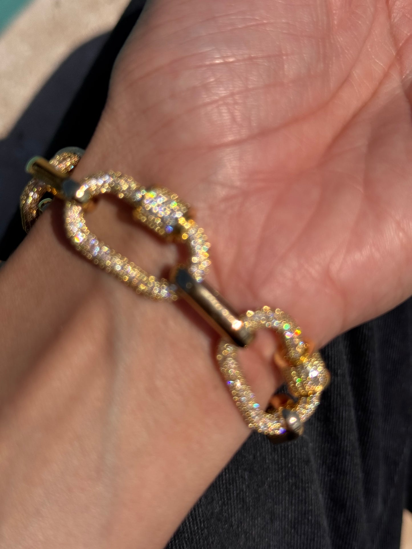 Gold Pave Carabiner Necklace