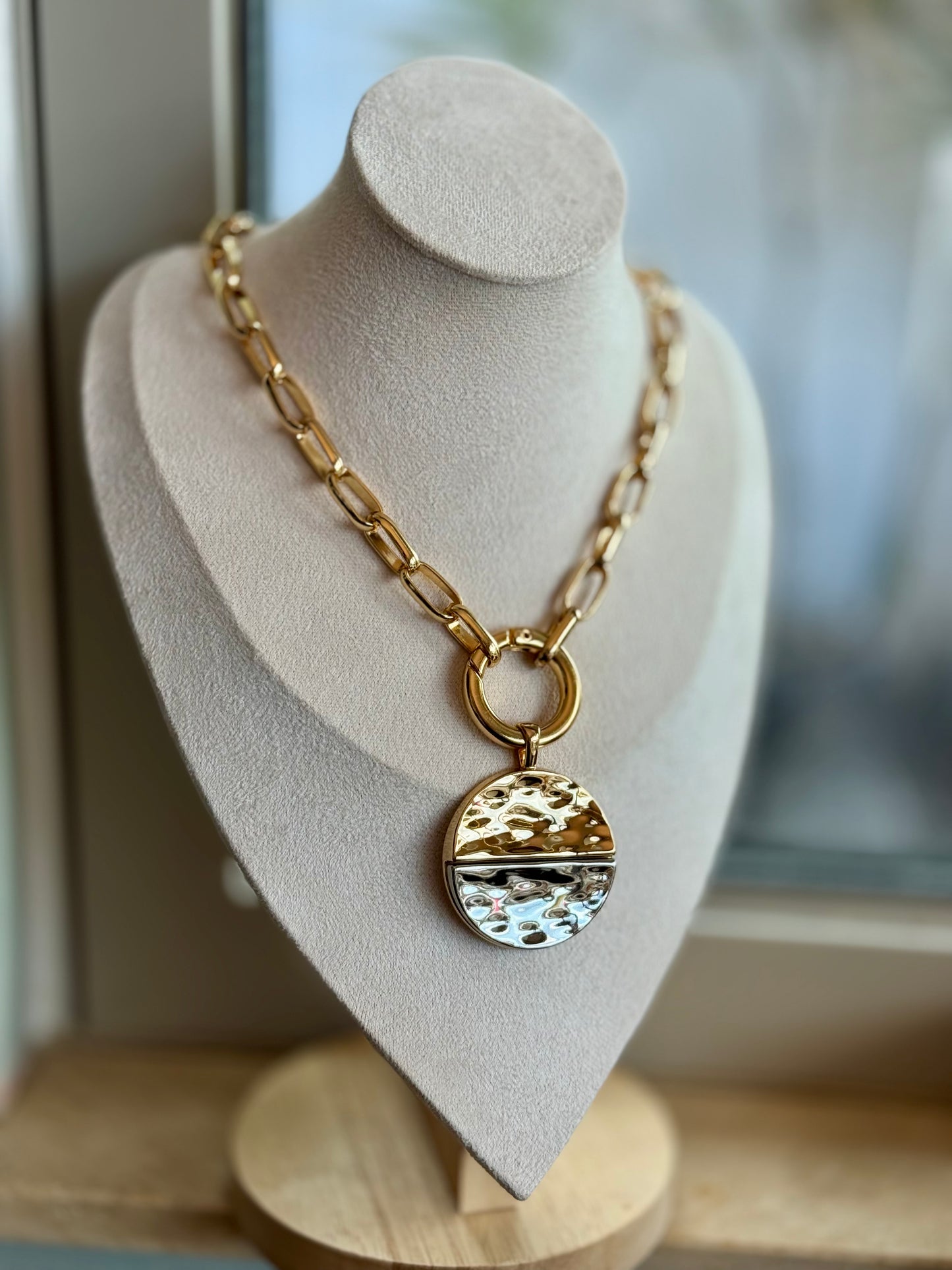 Mixed Metal Medallion Necklace Set