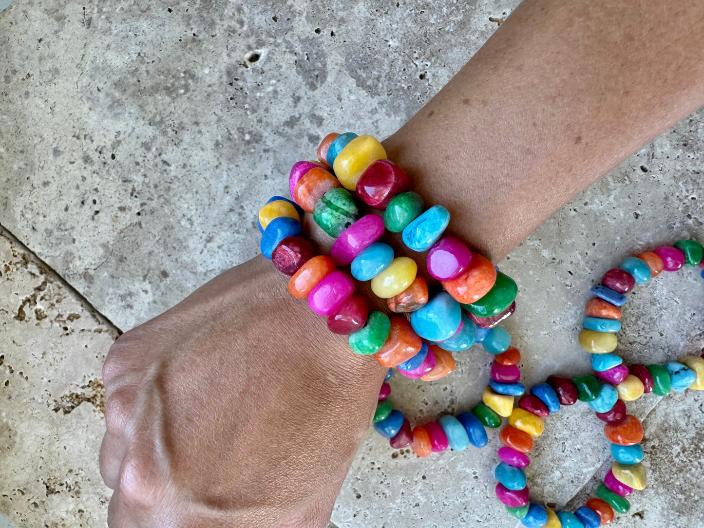 Rainbow Jade Stretch Bracelets