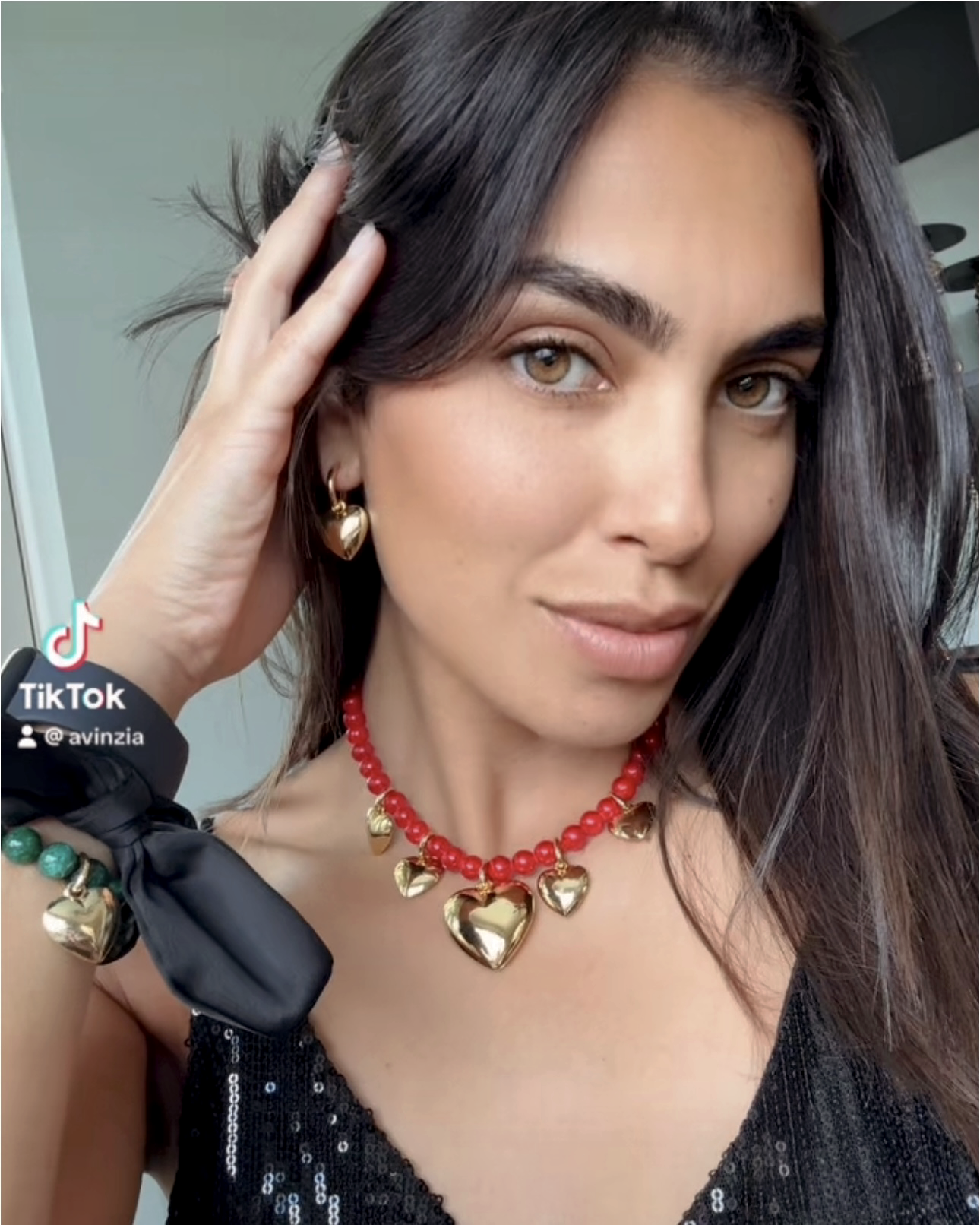 Red Jade Love Heart Necklace Set