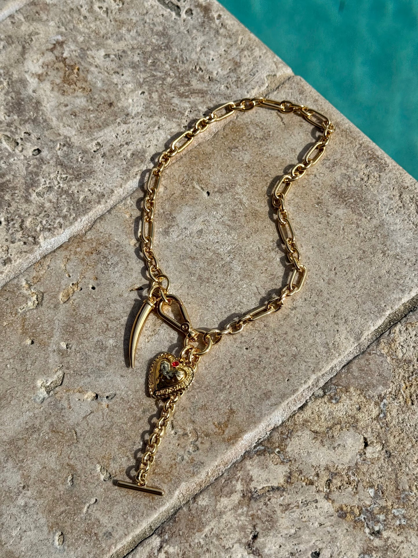T Bar Heart Necklace Charm