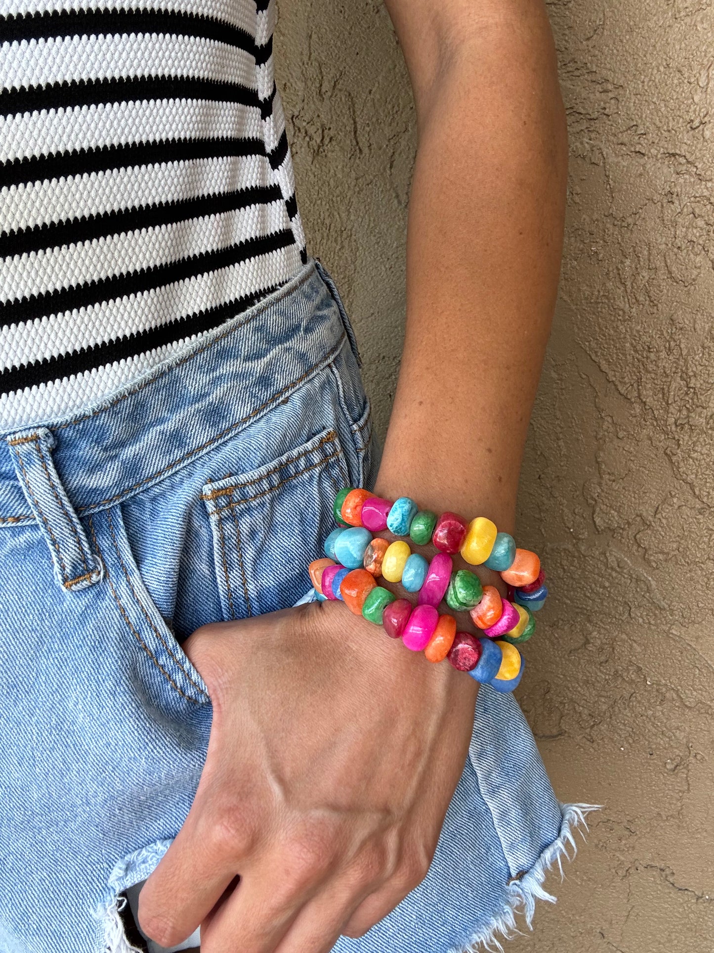 Rainbow Jade Stretch Bracelets