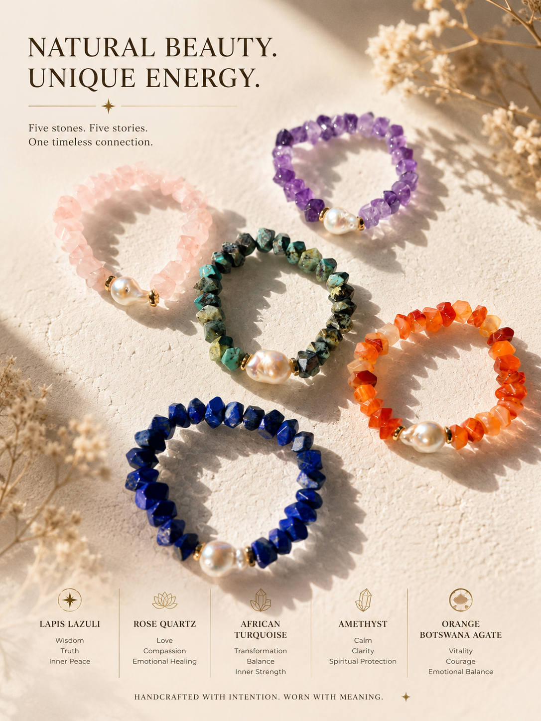 Nugget Gemstone & Baroque Pearl Bracelet