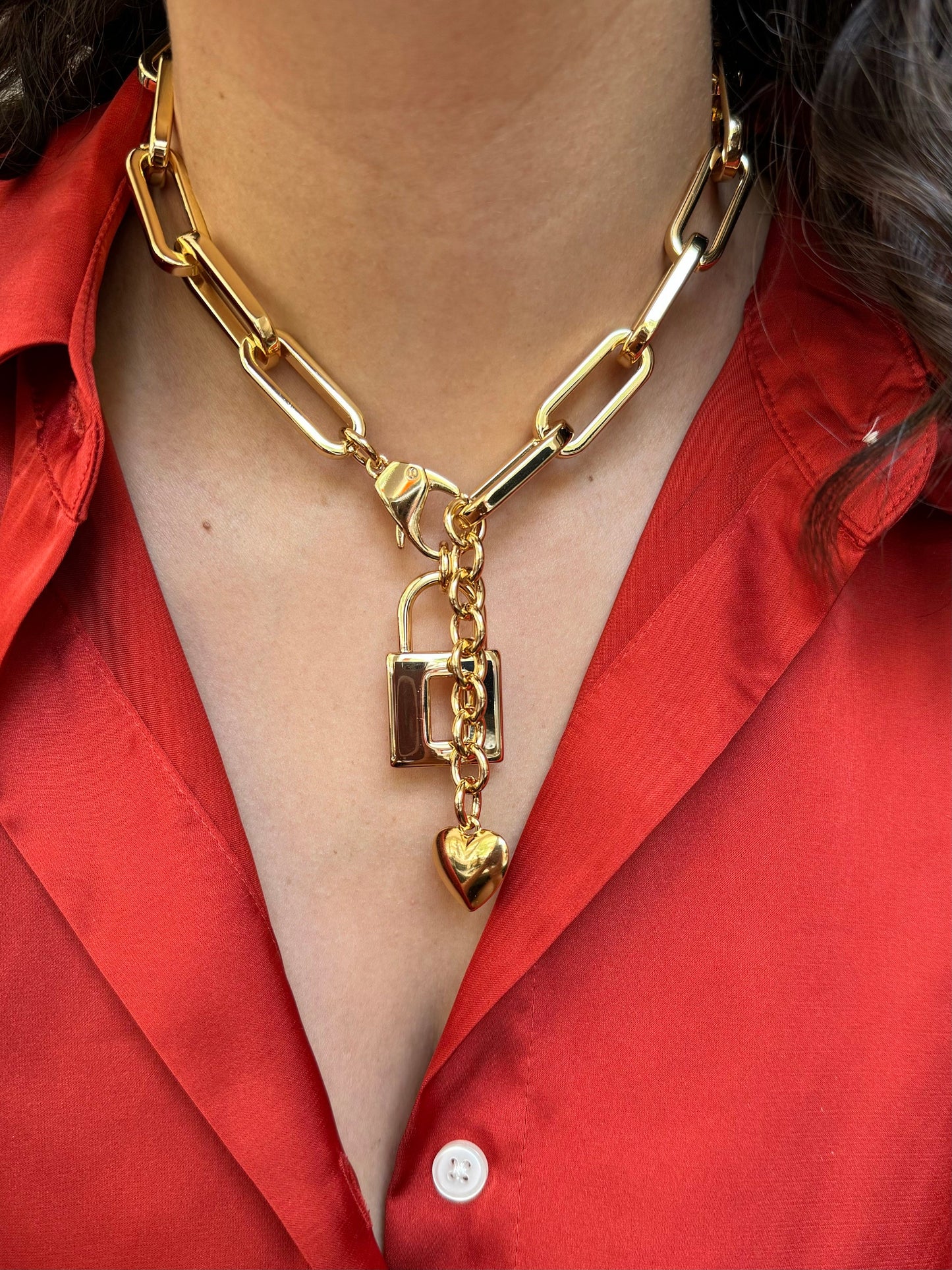 Lock Charm 40 mm | Charms for Necklace | Gold Lock Charm |