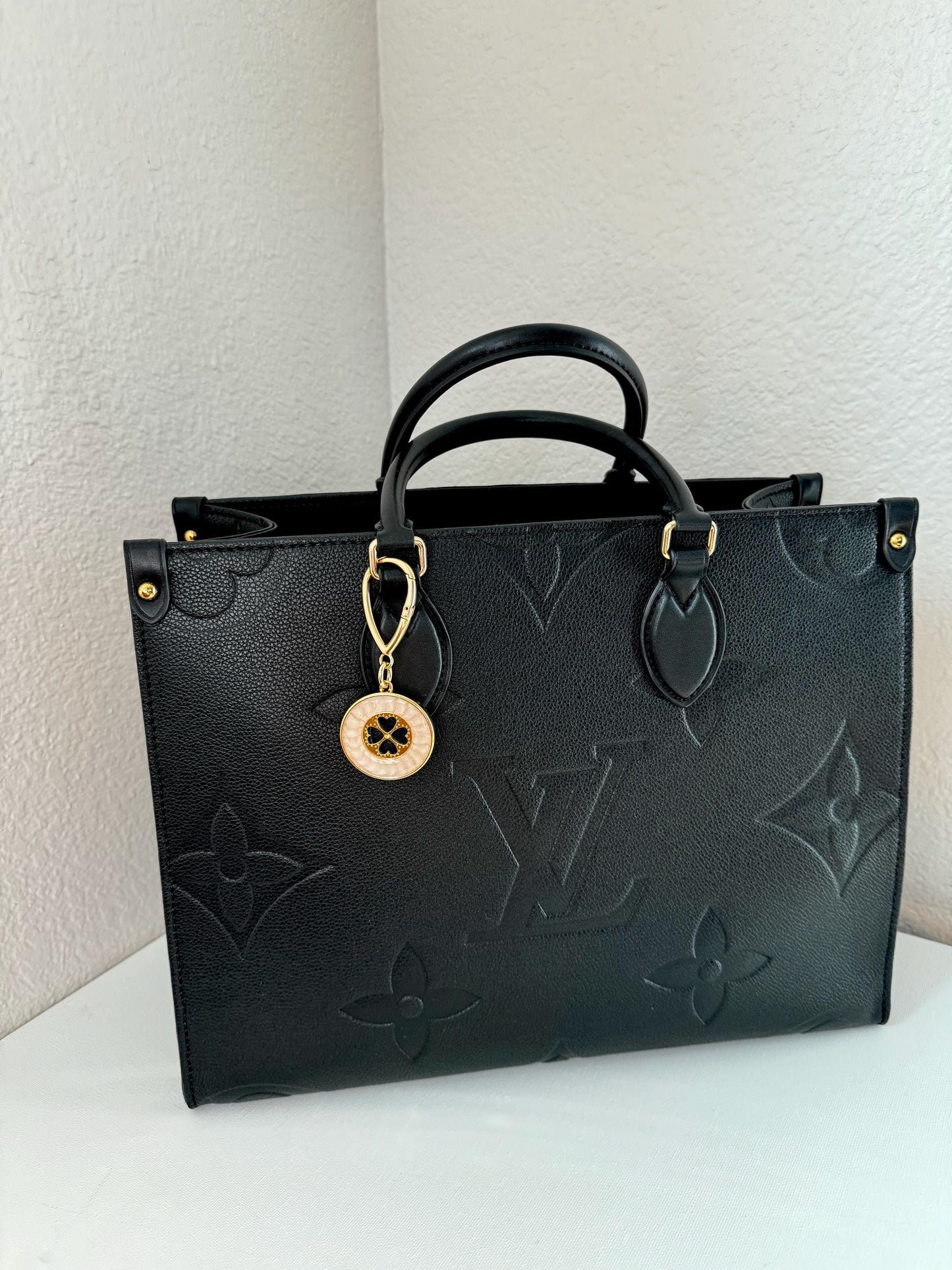 Evil Eye Bag Charm | Gold Medallion Keychain | Clover Purse Charm | Sacred Heart Keychain Holder
