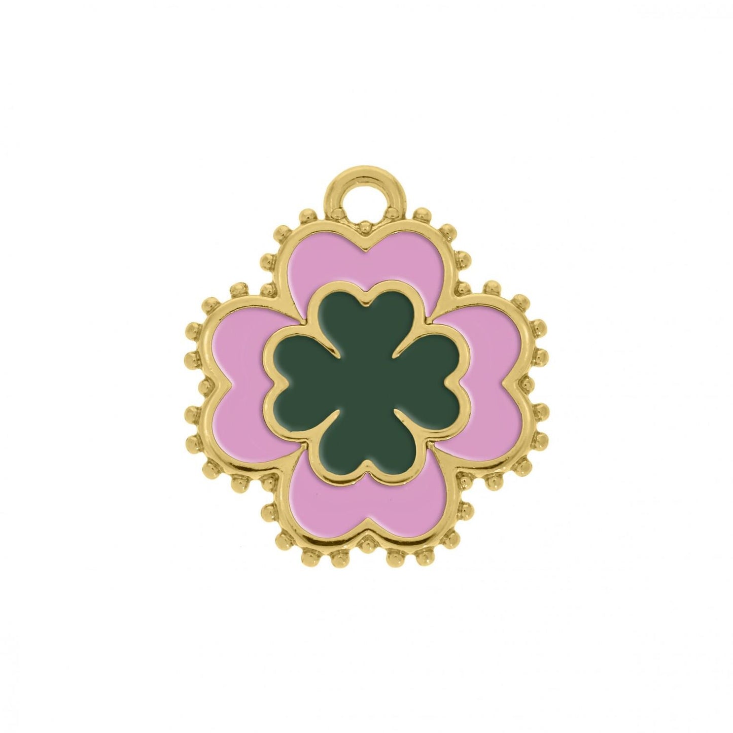 Pink & Green Clover Charm 25mm | Charms for Sale | Green Four Leaf Clover Charm | Resin Charm | Lucky Ch | Mothers Day Jewelry Gift
