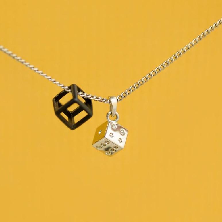 Gold Dice Charm 12mm