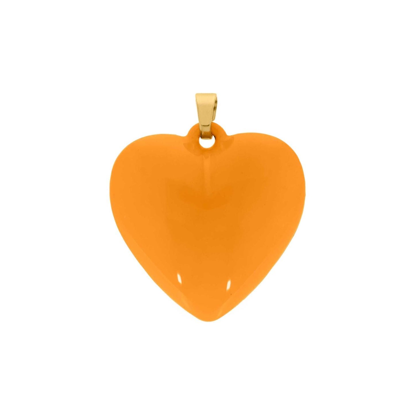 Orange Enamel Heart Charm 32mm