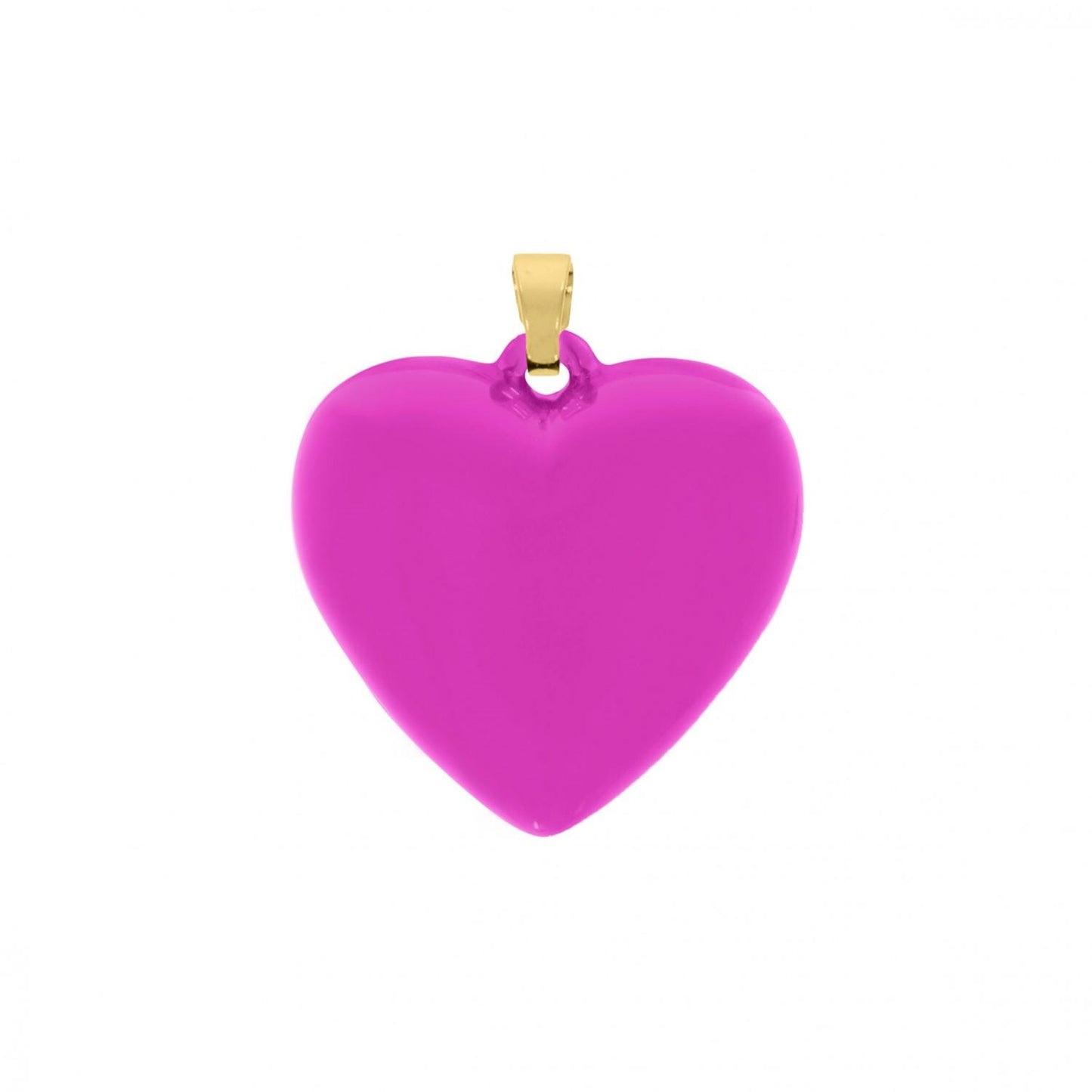 Hot Pink Enamel Heart Charm 32mm
