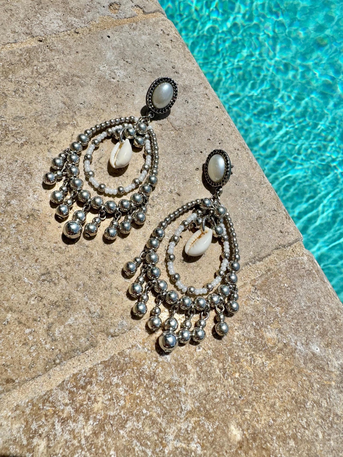 Turquoise Chandelier Earrings | Oversized Dangle Earrings | Large Bohemian Beaded Chandelier Earrings Aesthetic Jewelry Handmade Jewelry