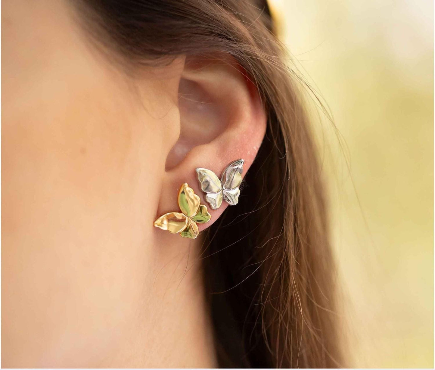 Gold Butterfly Stud Earrings