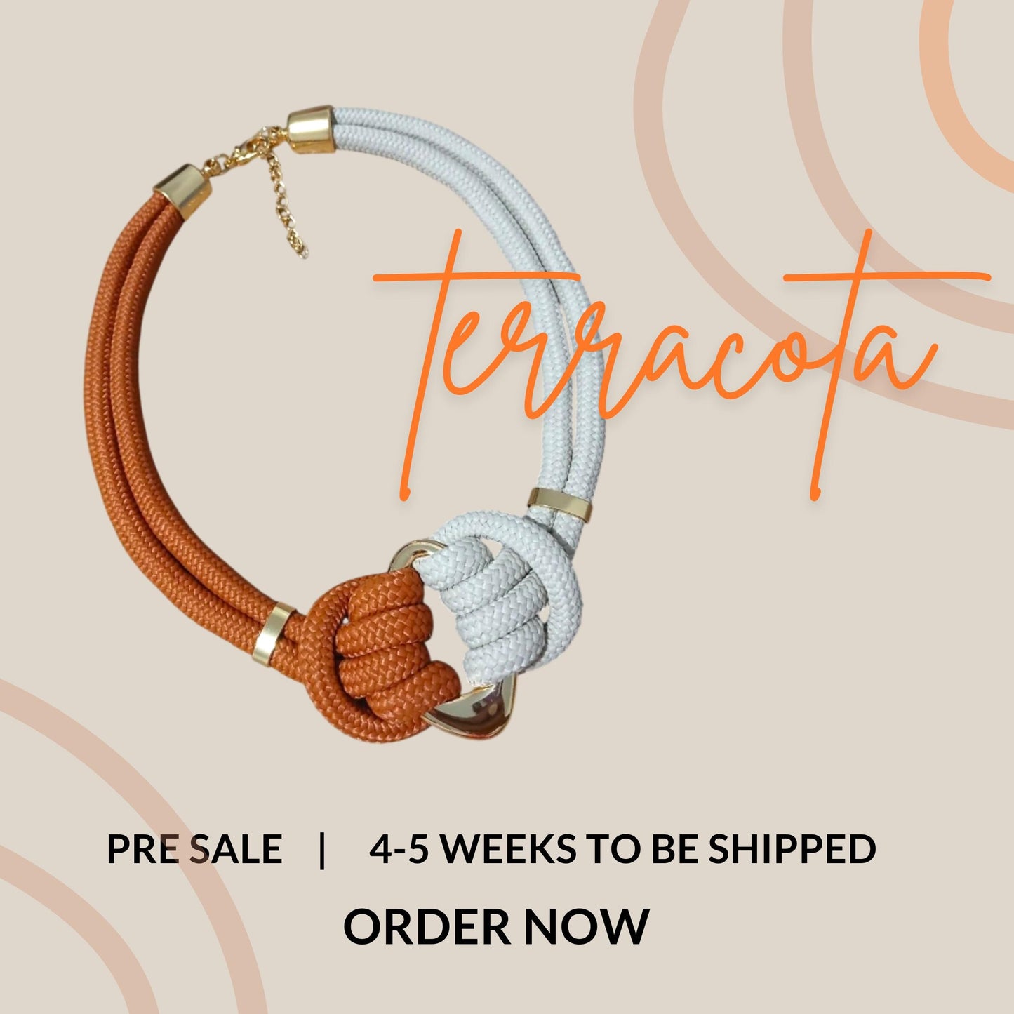 PRE-SALE Knotted Necklace | Statement Rope Necklace | Mother's Day Gift | Unique Cord Necklace | Terracota Necklace | Sand Necklace