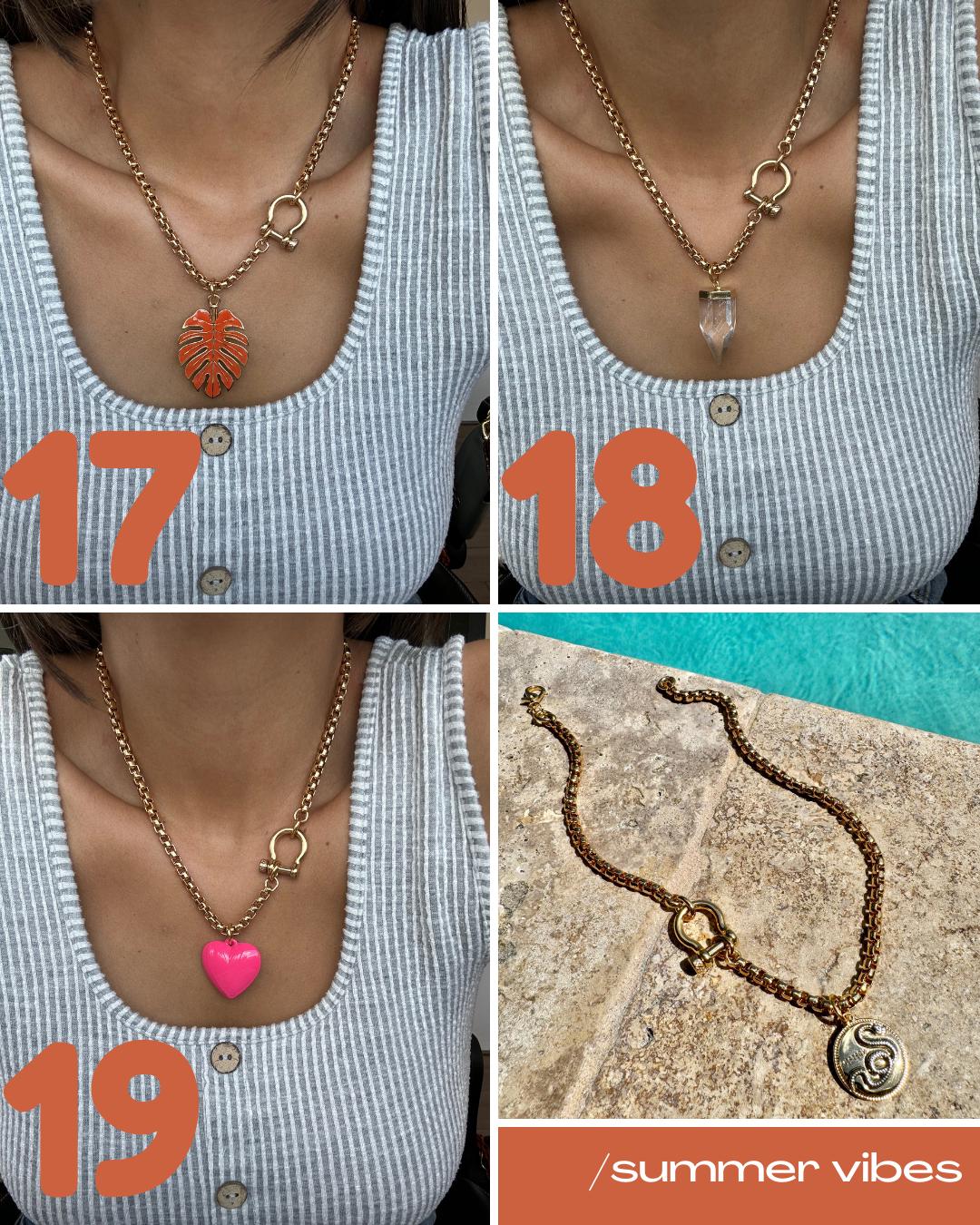 Gold Horseshoe Necklace | Pick Your Charm Necklace | Puffed Heart Necklace | Carabiner Necklace | Statement Necklace | Gift for Mom