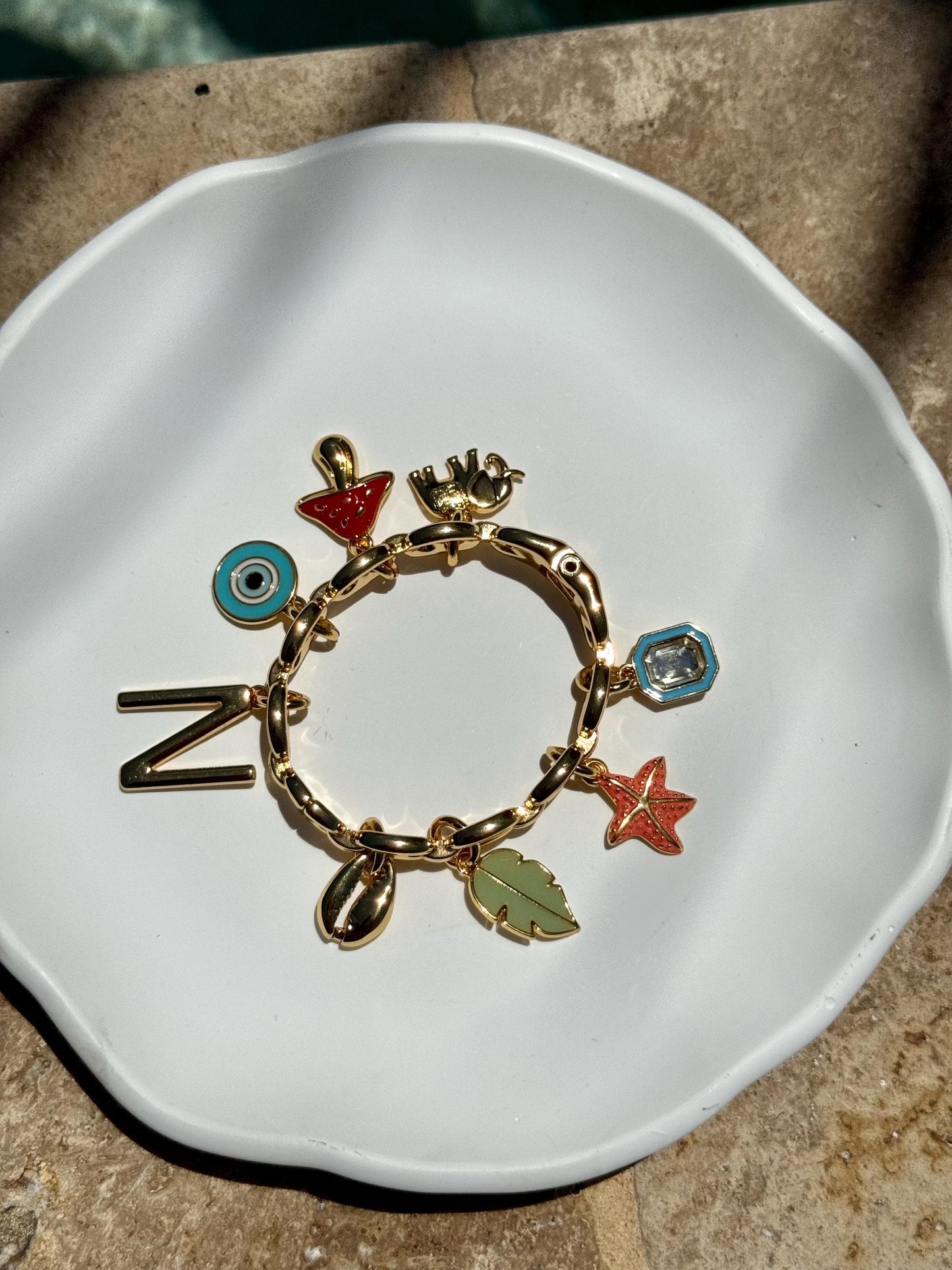 Gift for Mom | Bangle Charm Bracelet | Custom Initial Charm Bracelet | Gold Letter Charm Bracelet | Wish Bracelet | Gift for Her