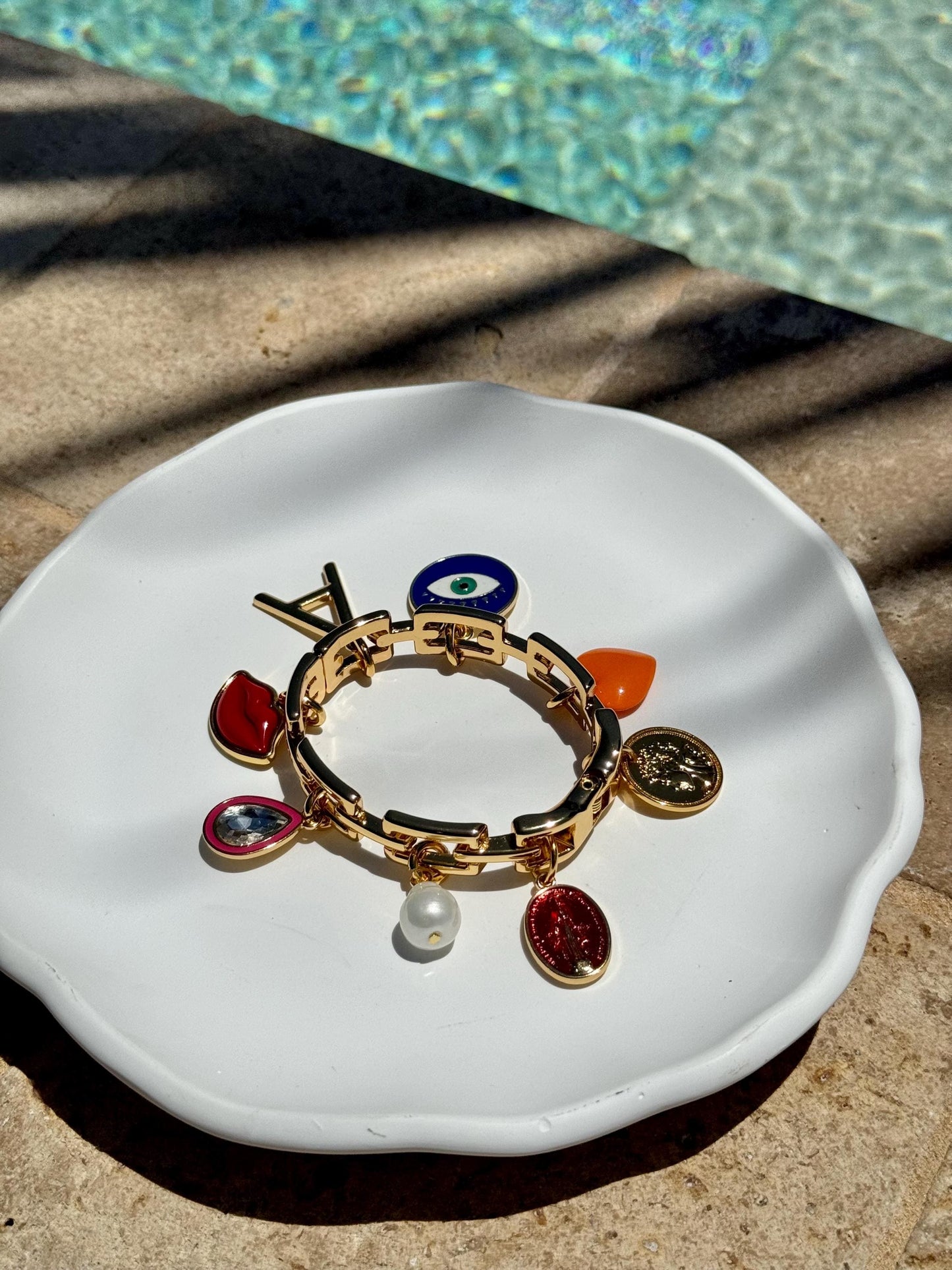 Gift for Mom | Bangle Charm Bracelet | Custom Initial Charm Bracelet | Gold Letter Charm Bracelet | Wish Bracelet | Gift for Her
