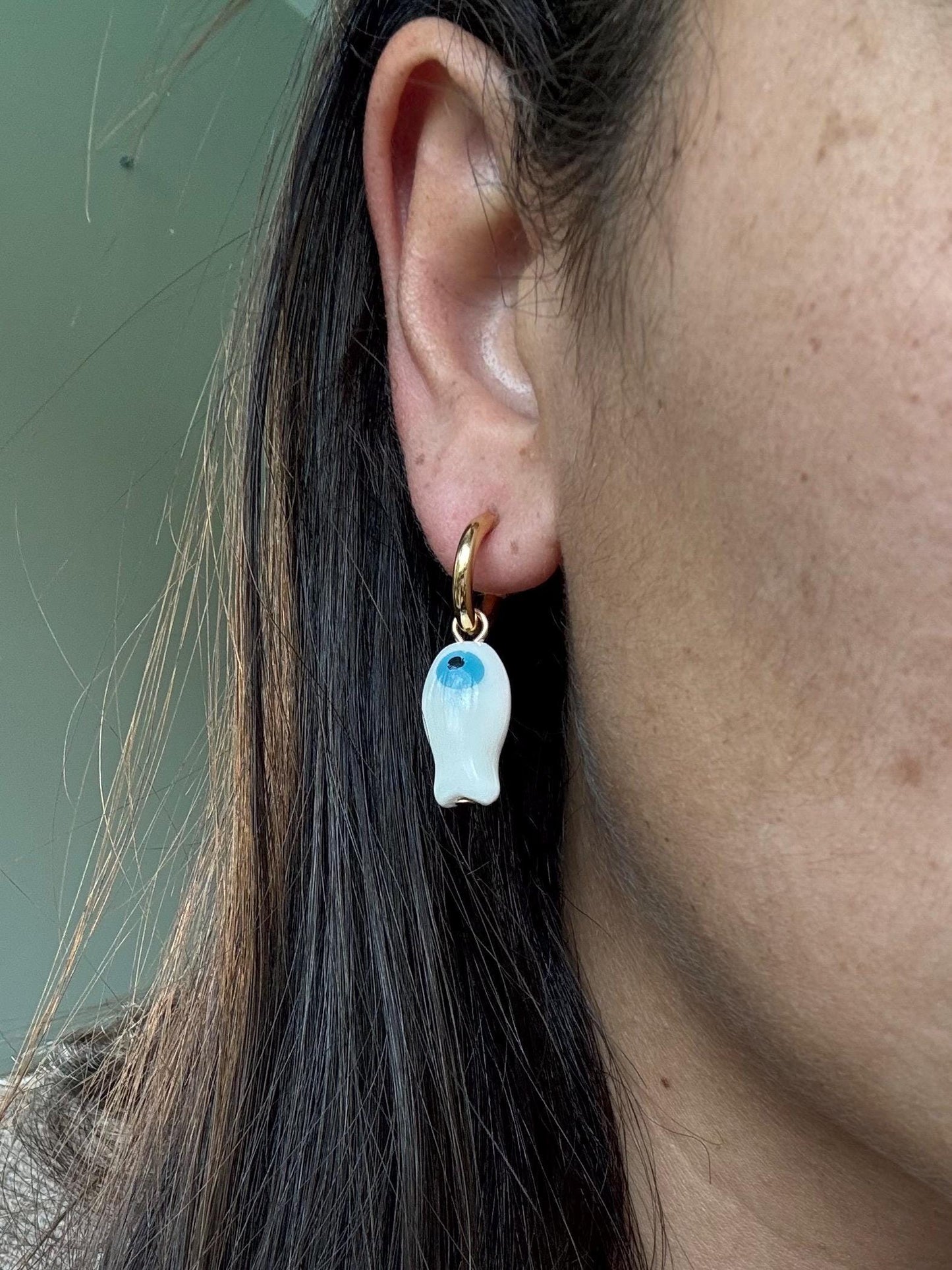 Hoop Charm Earrings | Pearl Drop Earrings | Fish Earrings | Tusk Earrings | Removable Charm Earrings