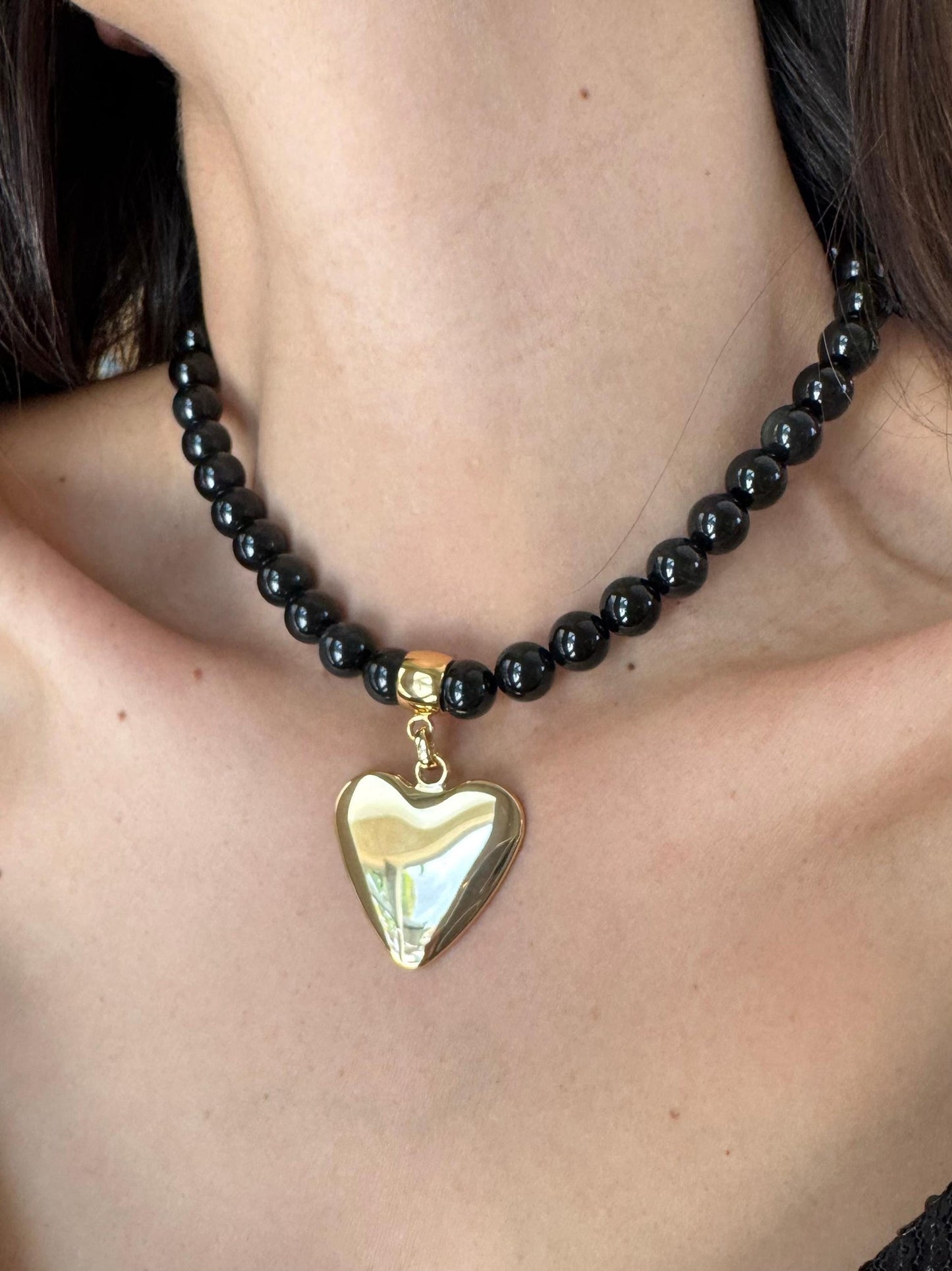 Obsidian Heart Necklace Set
