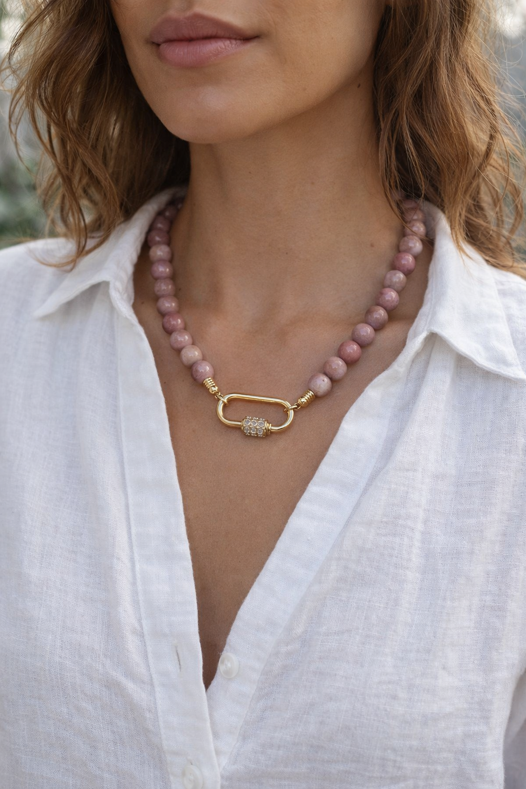 10mm Faceted Rhodonite Necklace