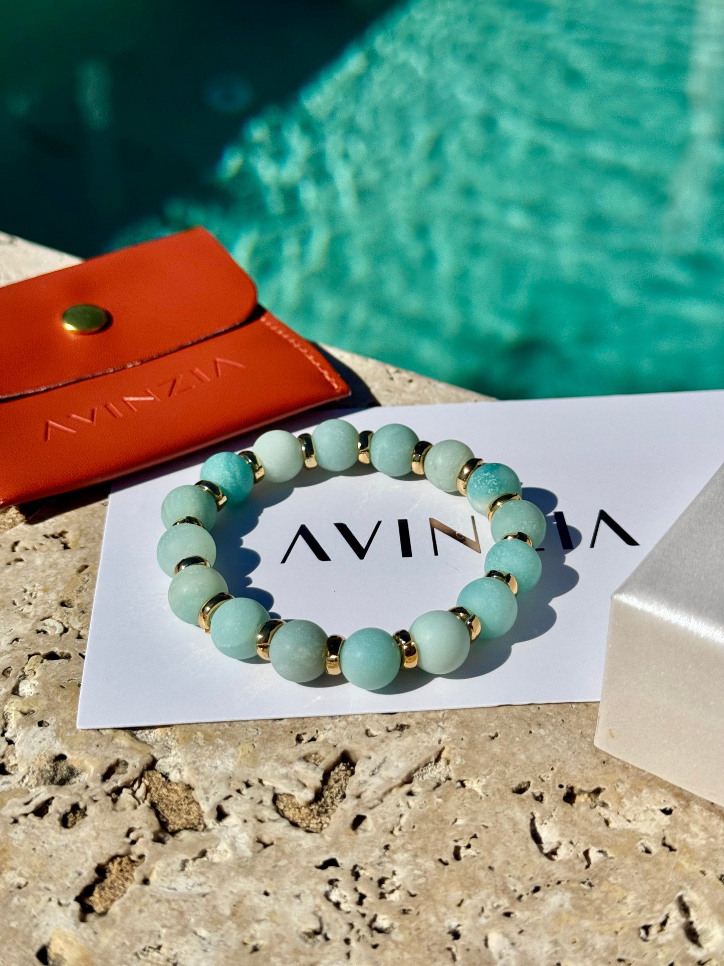 Frosted Amazonite Gold Links Bracelet