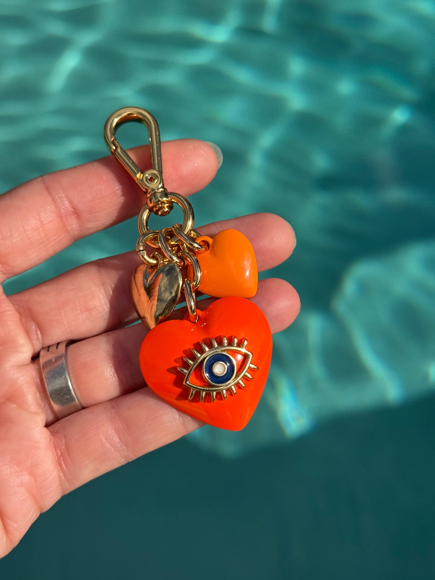 Evil Eye Heart Bag Charm