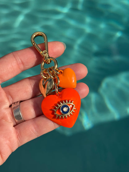 Evil Eye Heart Bag Charm