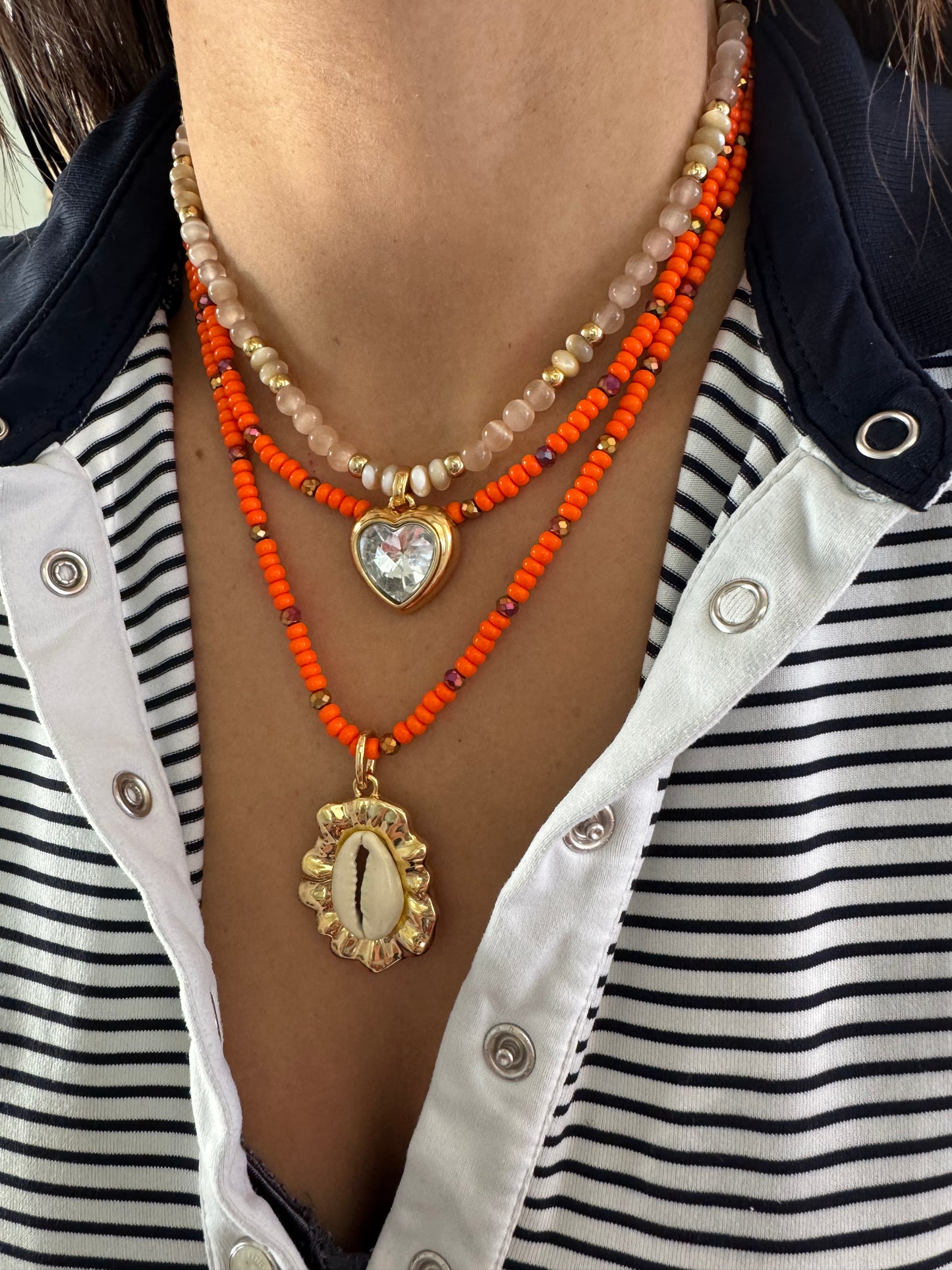 Orange Cowrie Shell Chain