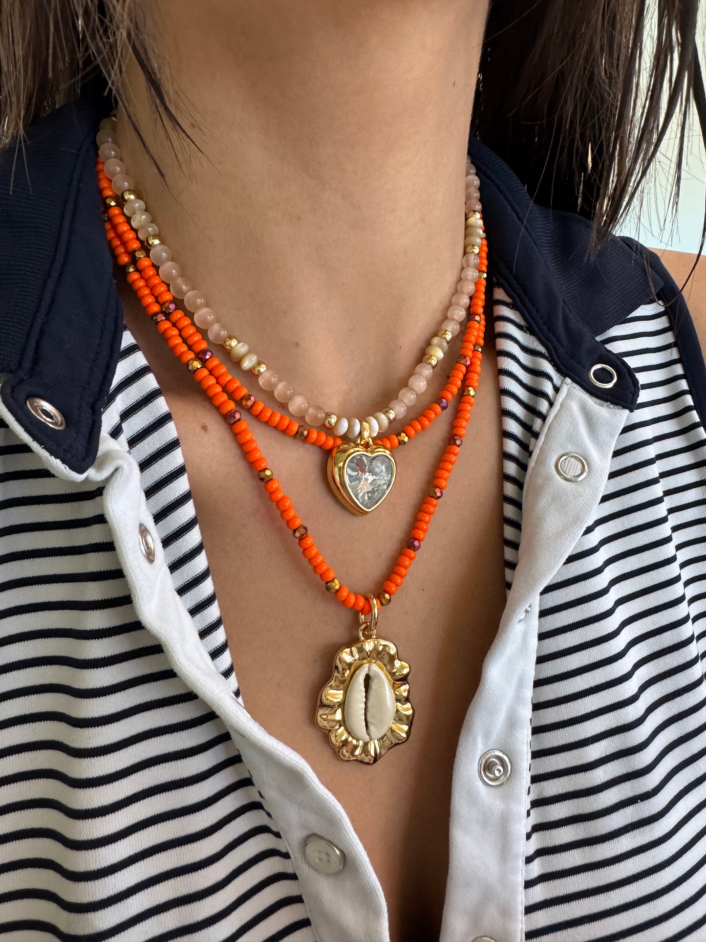 Orange Cowrie Shell Chain