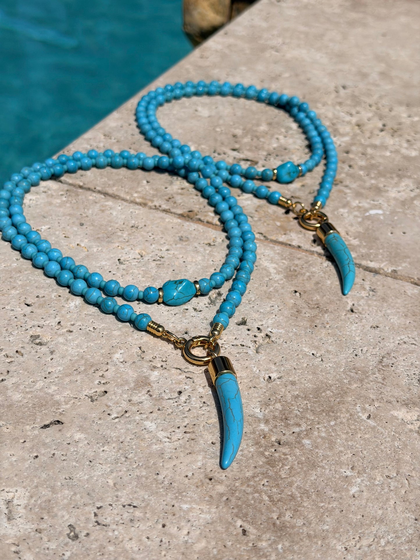 Turquoise Tusk Wrap or Long Necklace