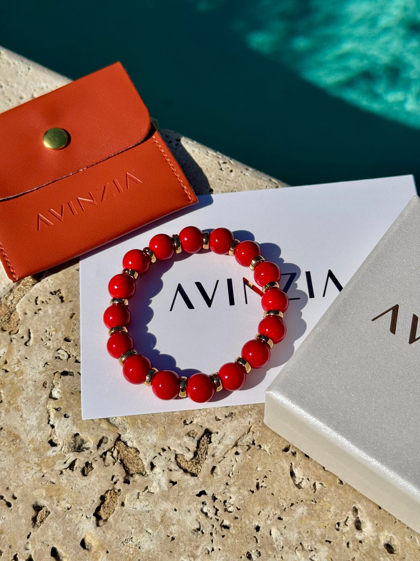 Red Jade Bracelet with Gold Links