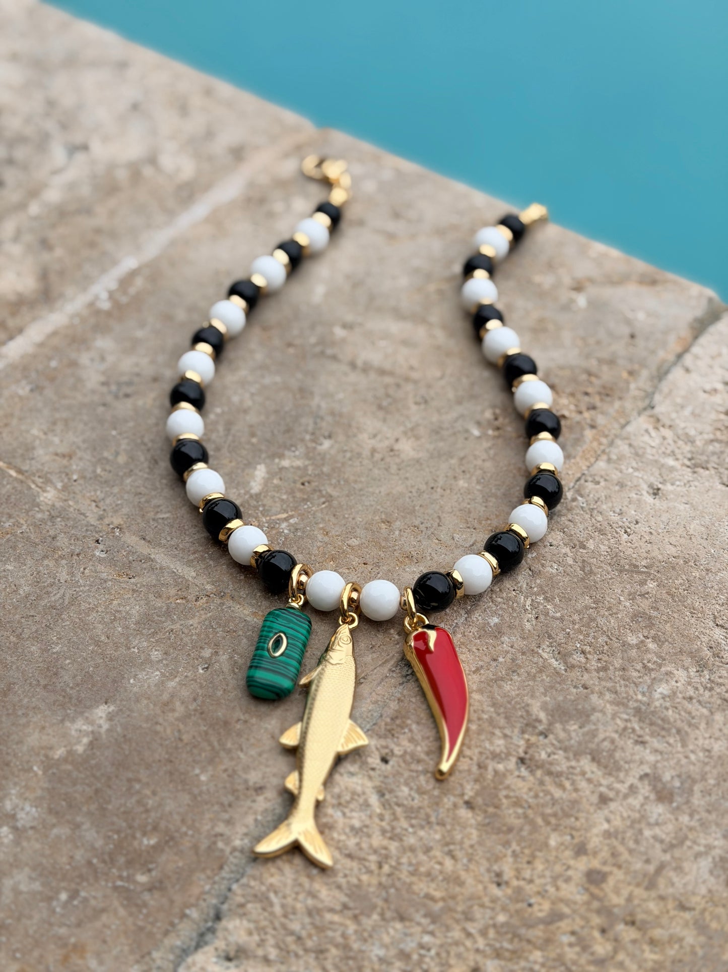 Black & White Fish Necklace