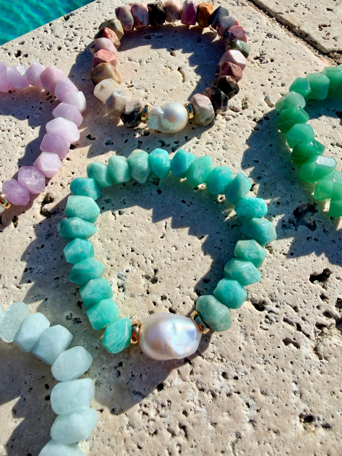 Nugget Gemstone & Baroque Pearl Bracelet