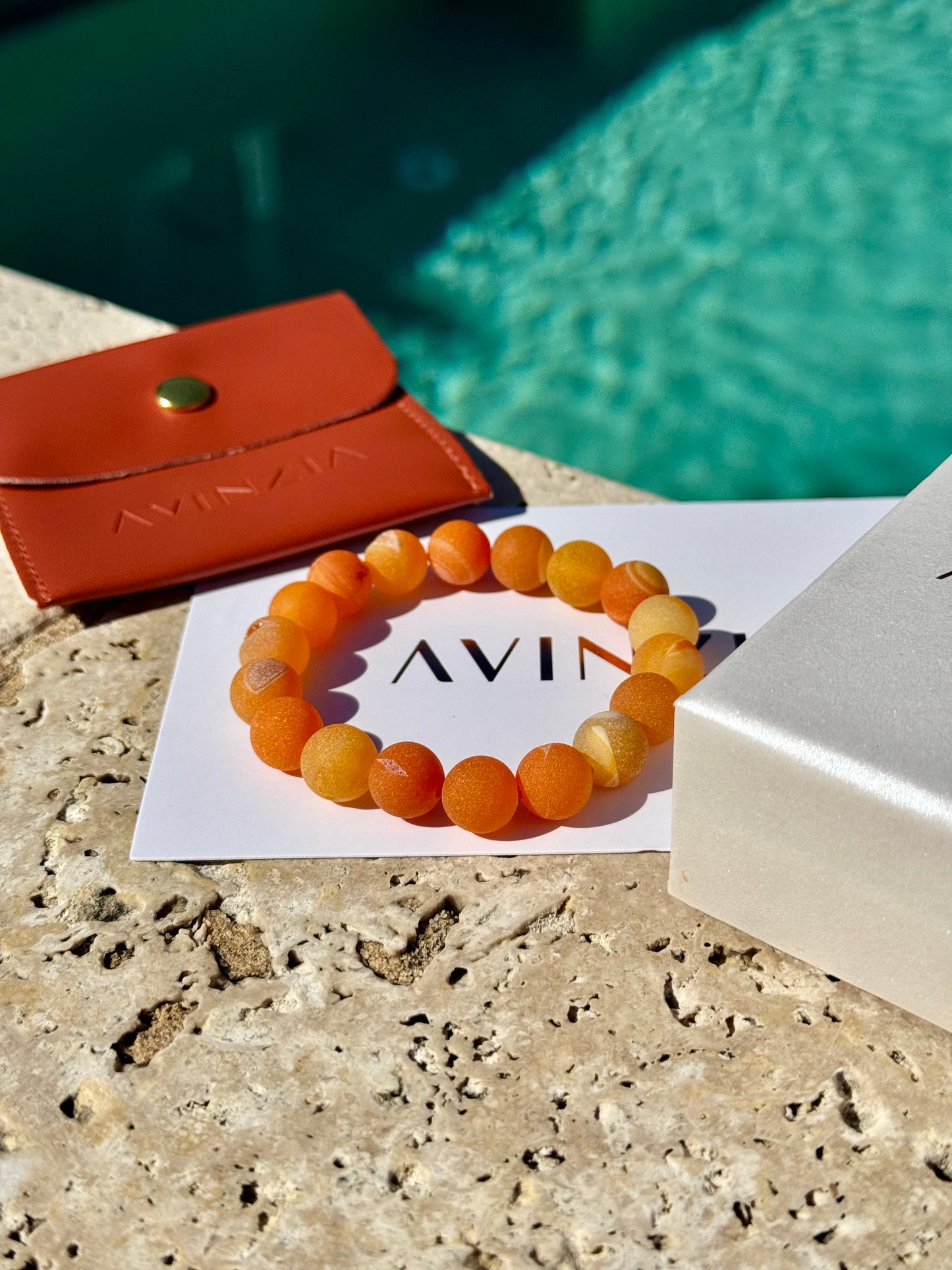 Frosted Orange Agate Bracelet
