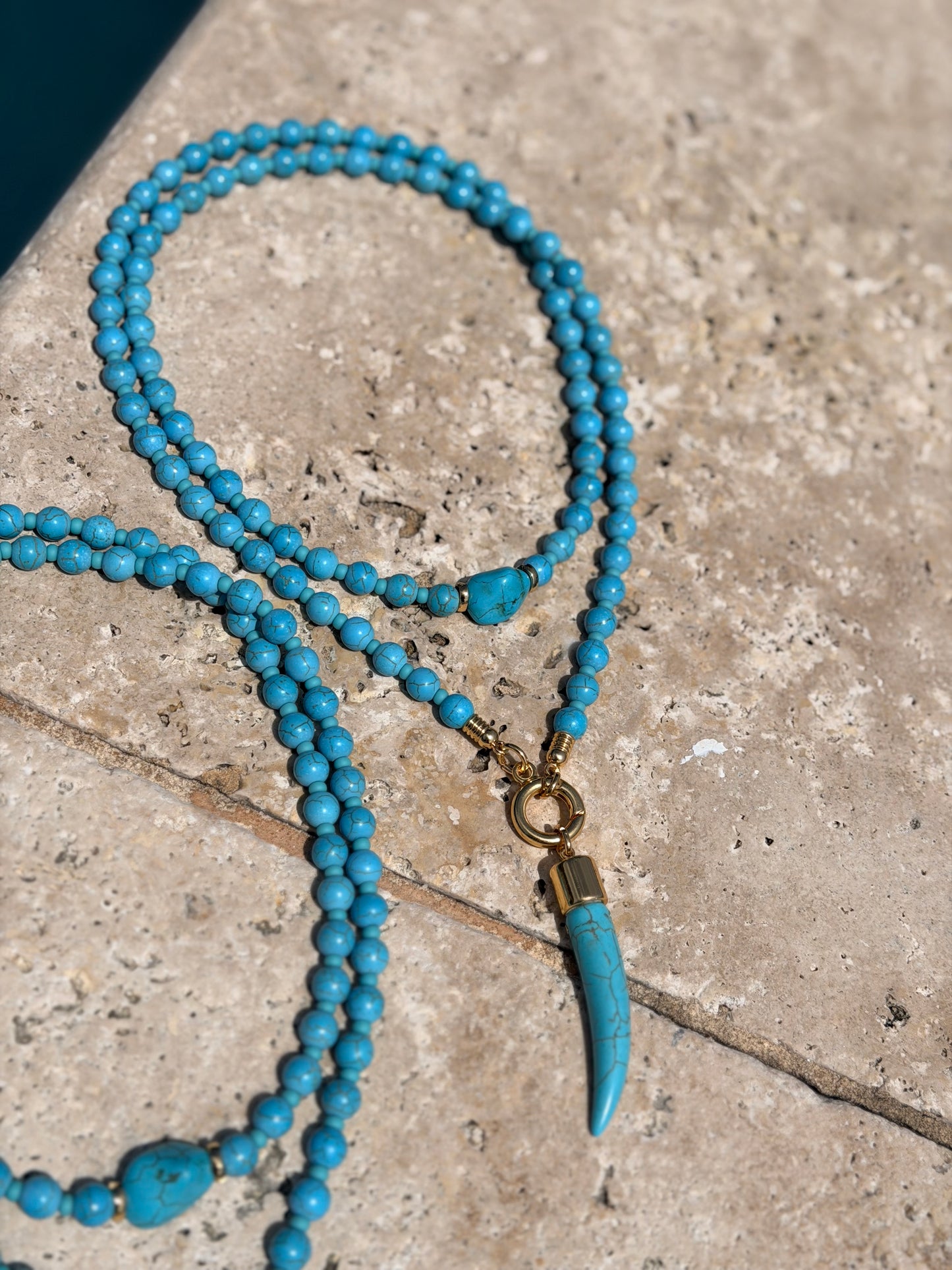 Turquoise Tusk Wrap or Long Necklace