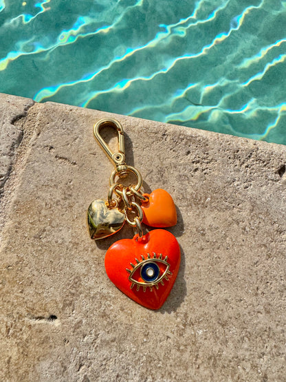 Evil Eye Heart Bag Charm