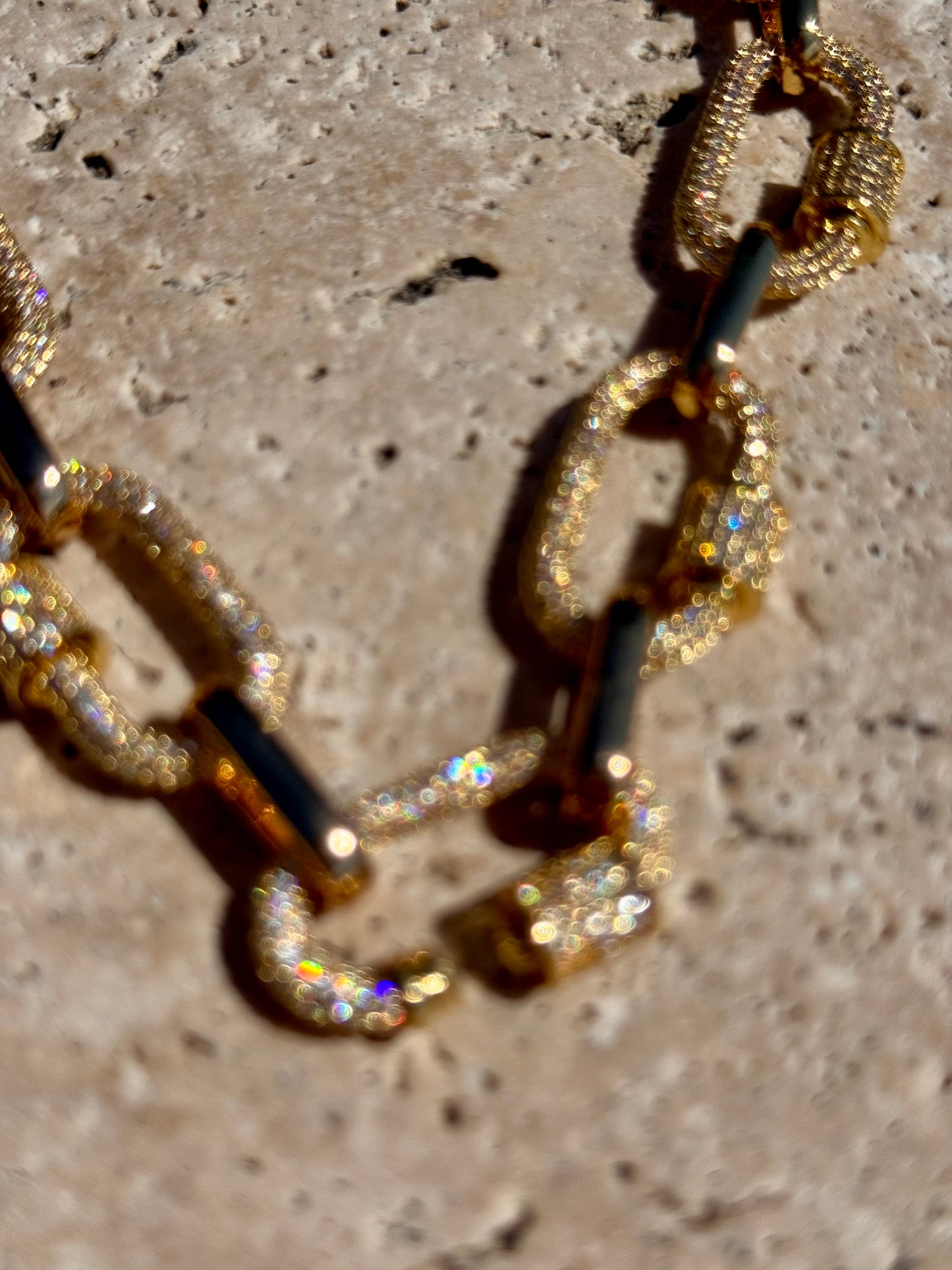 Gold Pave Carabiner Necklace
