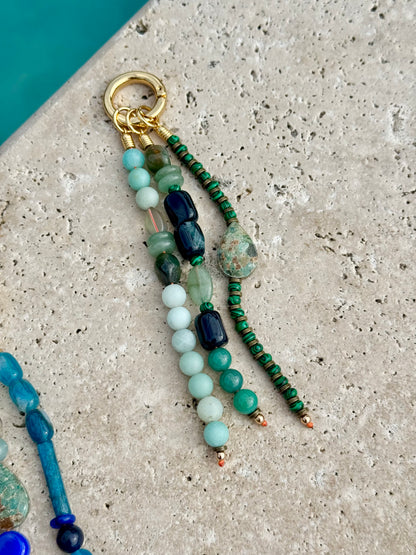 Beaded gemstone purse charm with gold accents – AVINZIA