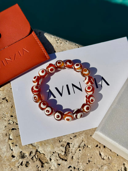 Tibetan eye agate stretch bracelet in warm brown tones – AVINZIA