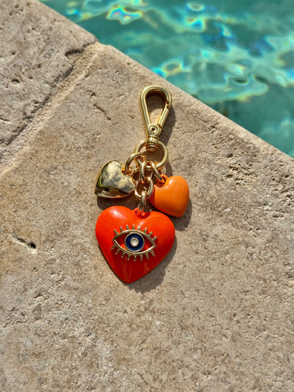 Evil Eye Heart Bag Charm