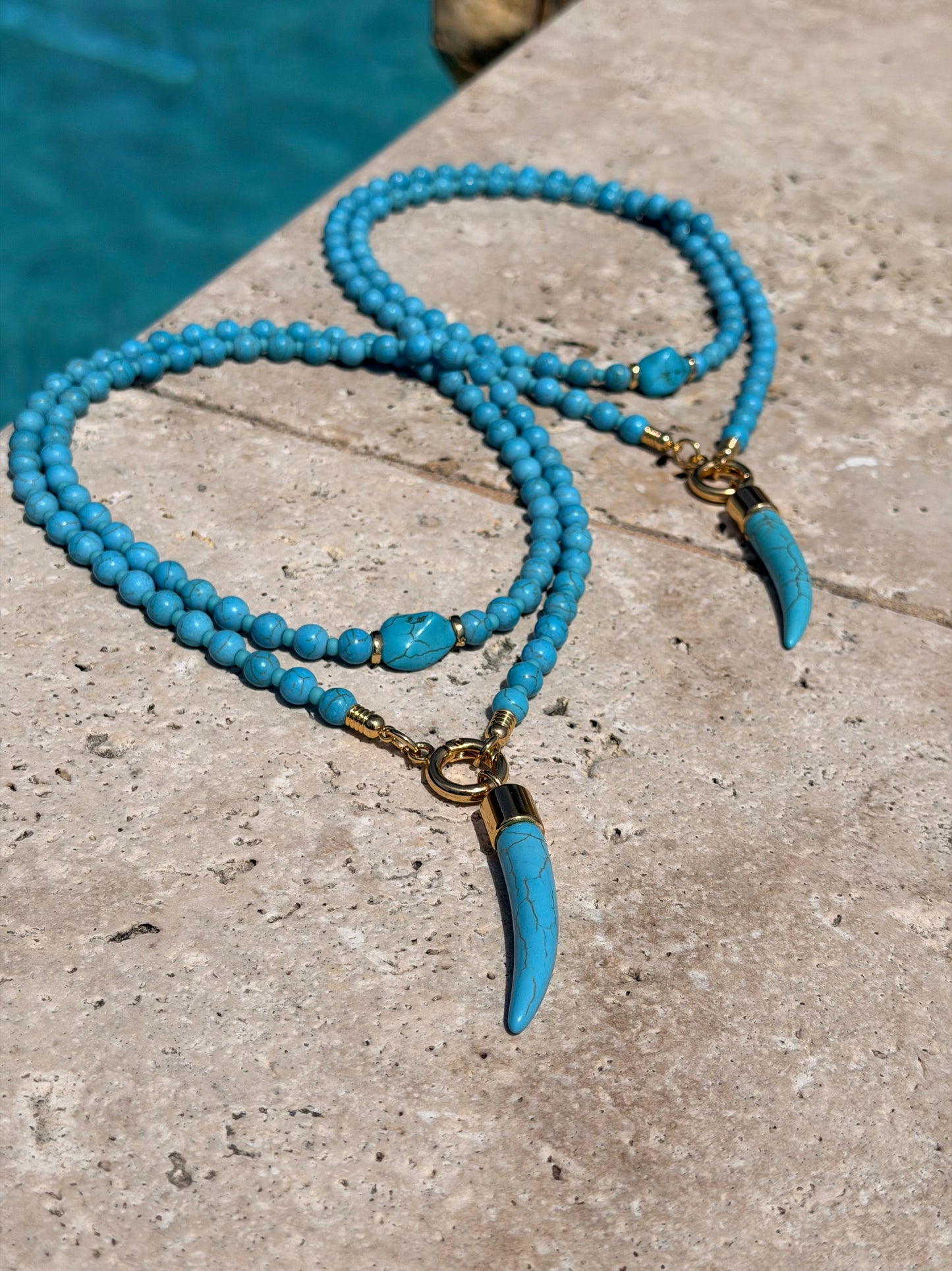 Turquoise Tusk Wrap or Long Necklace