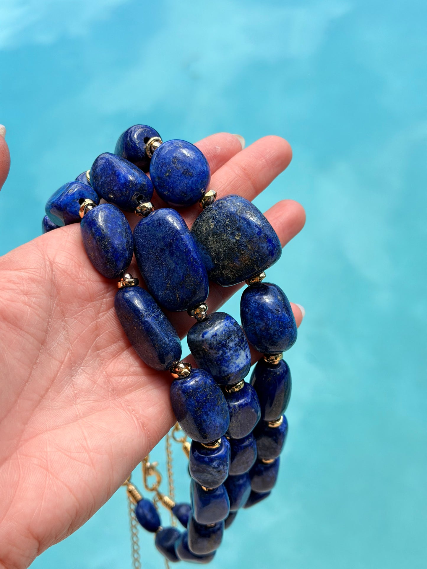 Natural Tumbled Lapis Lazuli Necklace