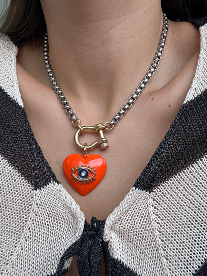 Evil Eye Necklace Mixed Metals