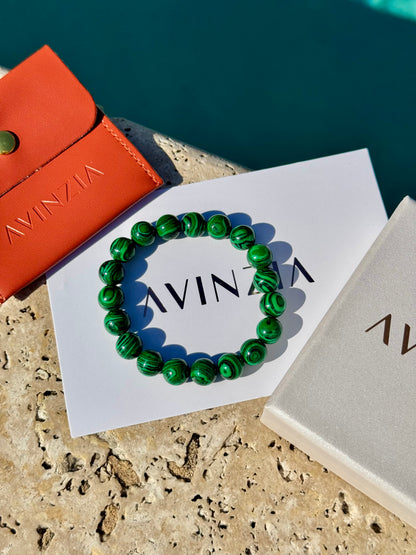 Green swirl malachite bead bracelet by AVINZIA