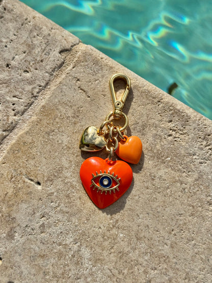 Evil Eye Heart Bag Charm