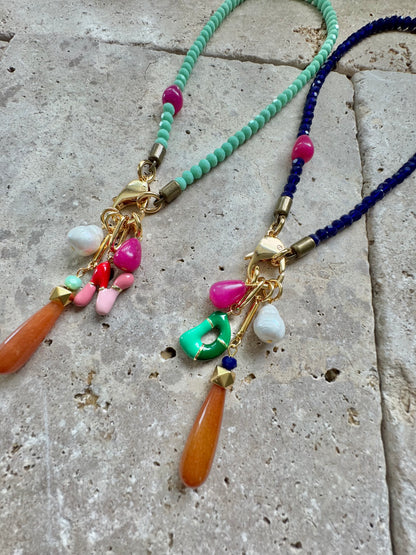 Initial cluster charm necklace by AVINZIA — handmade coastal jewelry