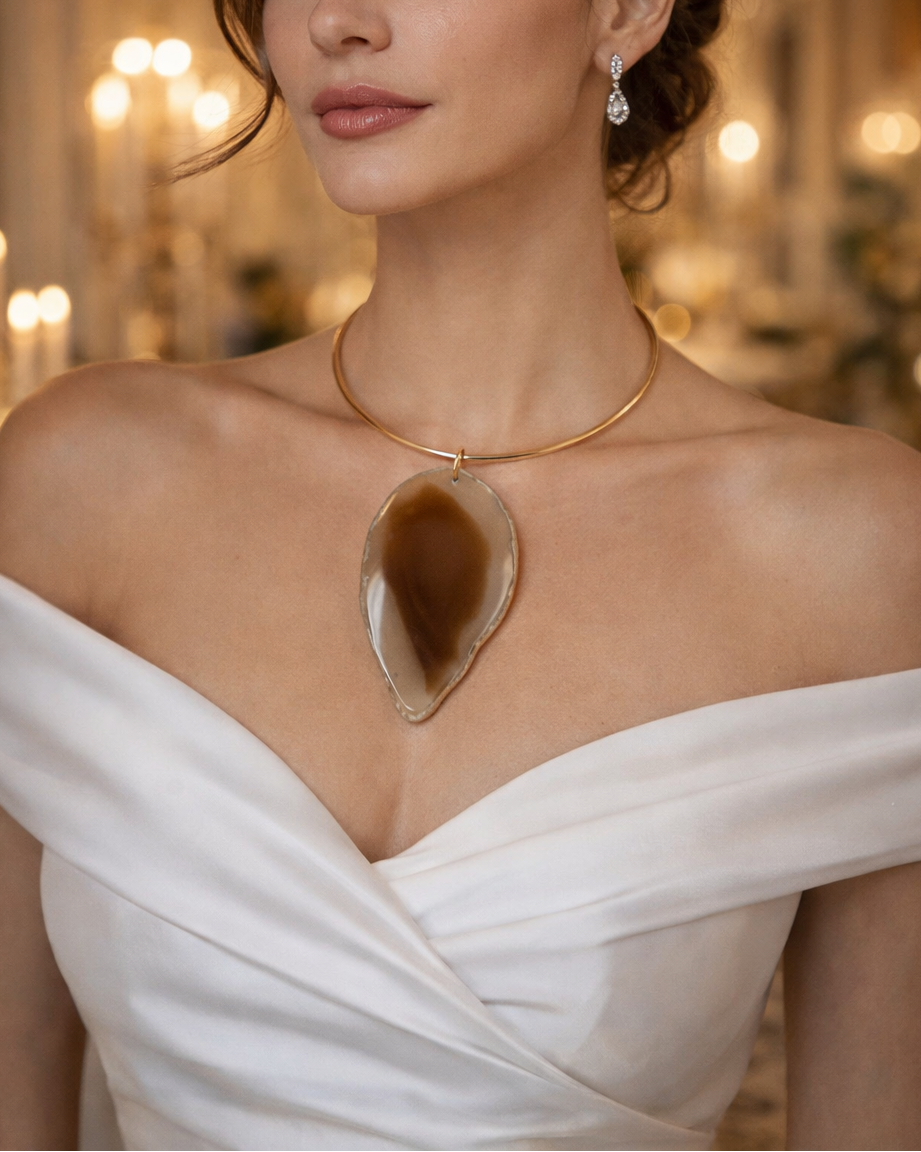 Agate Slice Necklace Set