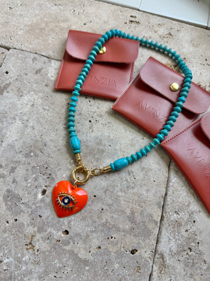 18" Heart Eye Charm Necklace